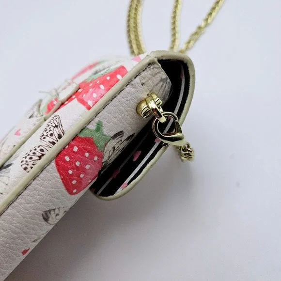 Betsey Johnson Strawberry Butterfly Crossbody Phone Holder Wallet Chain Bag - Picture 4 of 7